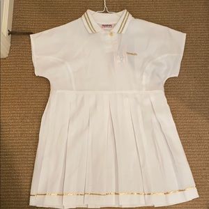 Reebok sport white pleated tennis dress gold trim